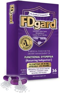 FDGARD for The Dietary Management of Meal-Triggered Indigestion (FD: Functional Dyspepsia) Symptoms? Including, Abdominal Discomfort, Difficulty Finishing a Meal, Bloating?*, Nausea, 36 Capsules