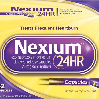 Nexium 24Hr Acid Reducer Relief Capsules for All-Day and Night Protection from Frequent Heartburn Medicine with Esomeprazole Magnesium, 42 Count