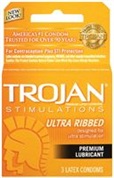 TROJAN 3'S ULTRA RIBBED LUB