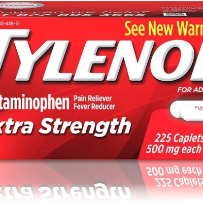 Tylenol Extra Strength Caplets with 500 mg Acetaminophen, Pain Reliever & Fever Reducer, For Headache, Backache & Menstrual Pain Relief, 225 ct