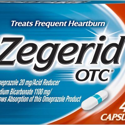 Zegerid OTC Heartburn Relief, 24 Hour Stomach Acid Reducer Proton Pump Inhibitor with Omeprazole and Sodium Bicarbonate, Capsules, 42 Count (Pack of 1)