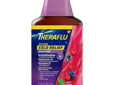 Theraflu Expressmax Severe Cough Cold and Flu Nighttime Relief Medicine Syrup, Berry, 8.3 Oz
