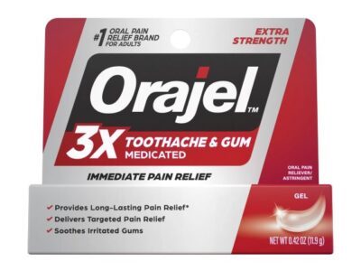 Orajel 3X Medicated Toothache & Gum Pain Gel, Immediate Pain Relief, Extra Strength, 0.42 oz