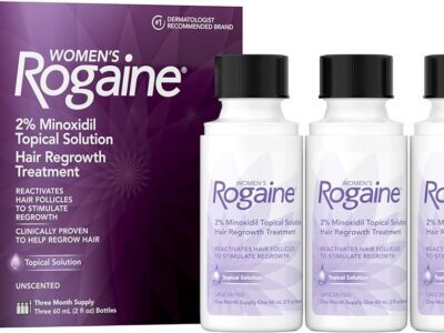Rogaine Women's 2% Minoxidil Topical Solution for Womens Hair Thinning and Loss & Hair Regrowth, 3-Month Suppl