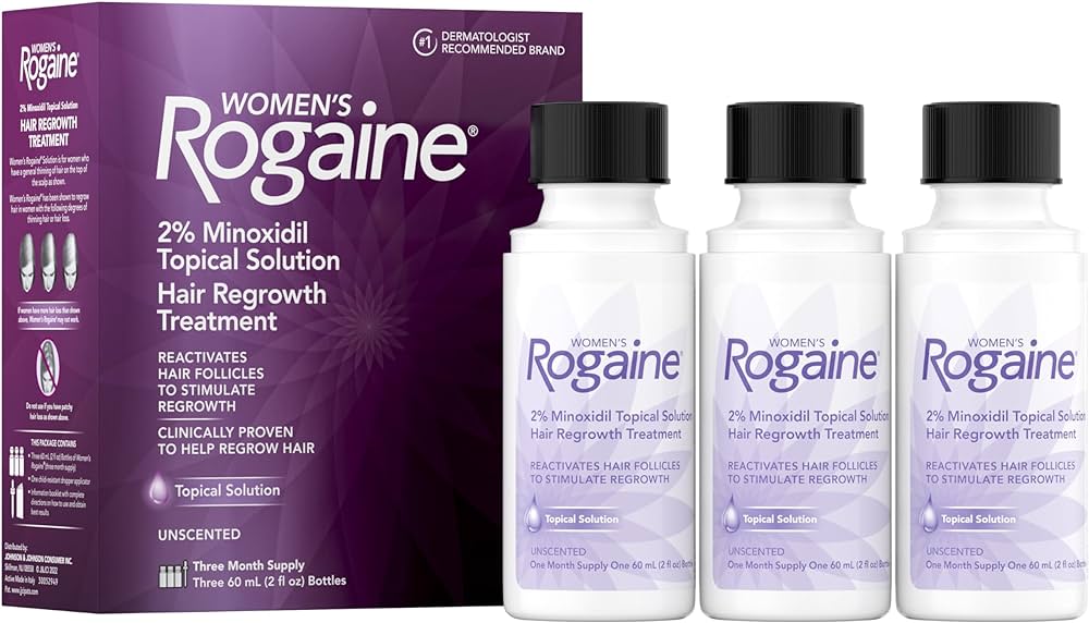 Rogaine Women's 2% Minoxidil Topical Solution for Womens Hair Thinning and Loss & Hair Regrowth, 3-Month Suppl