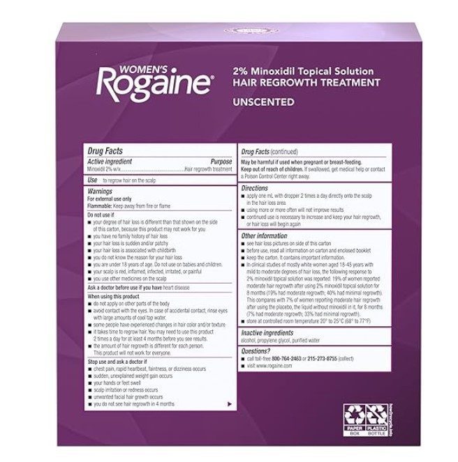 Rogaine Women's 2% Minoxidil Topical Solution for Womens Hair Thinning and Loss & Hair Regrowth, 3-Month Suppl - Image 3