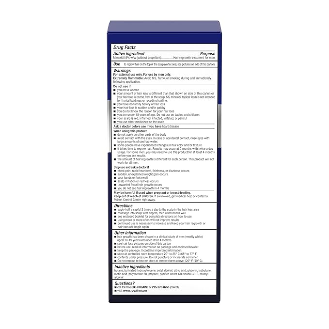 Men’s Rogaine 5% Minoxidil Topical Foam, One Month Supply - Image 2