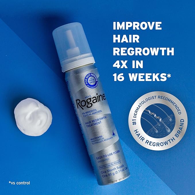 Men’s Rogaine 5% Minoxidil Topical Foam, One Month Supply - Image 3