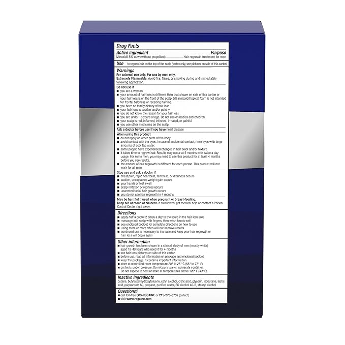 Men's Rogaine 5% Minoxidil Topical Aerosol Hair Regrowth Treatment Foam, 3 Month Supply (Each Can 2.11 Ounce - 60 Gram) - Image 3